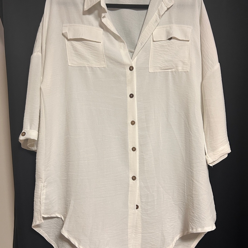 Women's White Button-Up Blouse